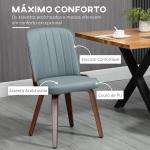 Conjunto de 2 Cadeiras de Sala de Jantar Modernas com Assentos Estofados em PU e Pés de Madeira 47,5x55x85cm Cinza e Madeira
