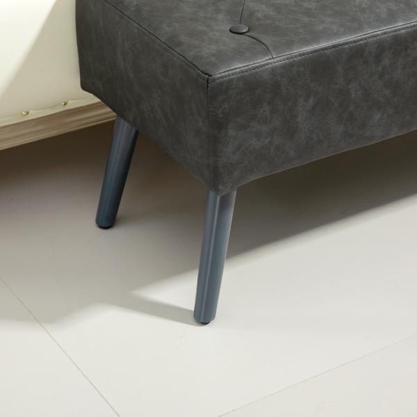 Banco de Pé de Cama Multifuncional Clássico Banco Dormitório com Pés de Madeira e Assento Acolchoado 114x38x42 cm Cinza