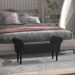 Banco de Pé de Cama Banco com Braços Curvados Estofado e Pés de Madeira Carga Máxima 130kg 102x31x51cm Preto