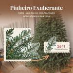 Árvore de Natal Artificial 210 cm com 2641 Ramos e Base Metálica Dobrável, Realista e Frondosa, Verde