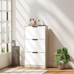 Sapateira de Madeira com 3 Compartimentos Abatíveis com Capacidade para 12 Pares 62,5x26x117,5 cm Branco e Madeira