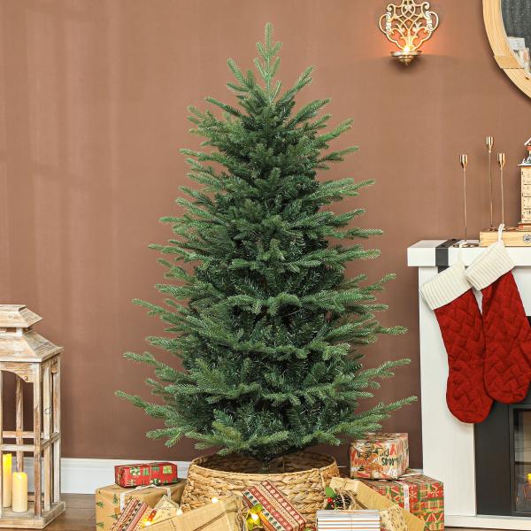 Árvore de Natal Artificial 150 cm com 1186 Ramos Densos Suporte Metálico Dobrável para Interior Verde