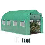 Estufa tipo Túnel 4x2x2 m Estufa de Exterior com 8 Janelas de Malha e Porta Estufa de Cultivos para Pátio Jardim Verde