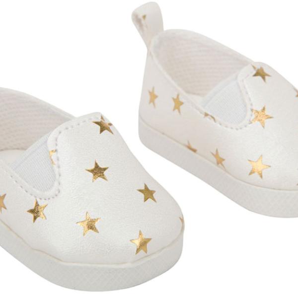 Set Sapatos Branco Estrelinhas para Bonecos 45 cm - ARIAS