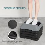 Step para Fitness Stepper Antiderrapante com Altura Ajustável de 10/15/20/25/30 cm Suporta até 150 kg Cinzento