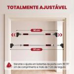 Barra de Elevação para Porta Ajustável de 95 cm a 123 cm Carga 200 kg para Exercícios e Treino Vermelho e Preto