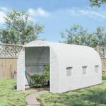 Estufa tipo Túnel 445x200x200 cm com Porta Enrolável e 6 Janelas Cobertura de PE 140 g/m² Anti - UV Branco