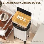 Balde de Lixo Automático 50 L em Aço Inoxidável com Sensor Infravermelhos e Aro de Retenção 35,5x26x83,5 cm Prata