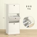 Sapateira Estreita com 3 Portas Sapateira para Entrada com Prateleiras Ajustáveis para 12 Pares de Sapatos 47x28x115 cm Branco