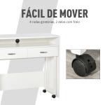 Conjunto de 2 mesas secretária para escritório com rodas 2 gavetas 100x36x88 cm Branco