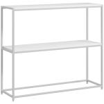 Mesa Consola de Entrada Mesa de Entrada com Estante Aberto e Estrutura de Aço Anti - tombo para Sala 100x30x87 cm Branco