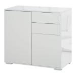 Aparador Auxiliar com 2 Portas 2 Gavetas e Prateleira Ajustável Abertura a Pressão Móvel Organizador de Armazenamento para Dormitório Sala de Estar 79x36x74cm Branco