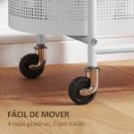 Carrinho Auxiliar com Rodas Carrinho de Cozinha de 3 Níveis com Cesta e Prateleiras 49,5x32,5x82,5 Branco e Madeira