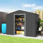 Abrigo de Jardim Exterior 3,6 m² 236x171x191 cm com Portas Deslizantes e Aberturas de Ventilação Cinzento Escuro