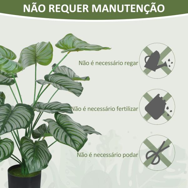 Conjunto de 2 Plantas Artificiais Decorativas 65 cm Plantas Artificiais com Vaso e Folhas para Interior Verde