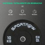 Anilhas Olímpicas 2x10 kg com Orifício Ø50 mm em Borracha para Barras e Halteres, Preto