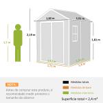 Abrigo de Jardim em Resina 182x151x219 cm com Piso Janela Ventilação Portas Duplas Cinzento