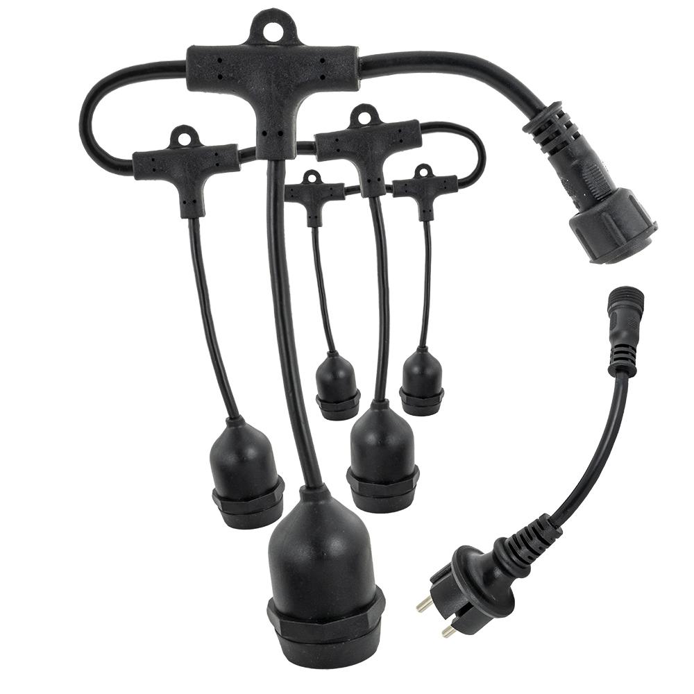 Cabo Eléctrico de Arraial (2x 1,5mm) IP65 220V c/ Suportes Lampadas E27 - 15 mts