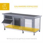 Coelheira de Madeira Gaiola para Coelhos com Telhado Asfáltico Rebatível Portas com Fecho Bandejas Removíveis 112x50x54 cm Cinzento