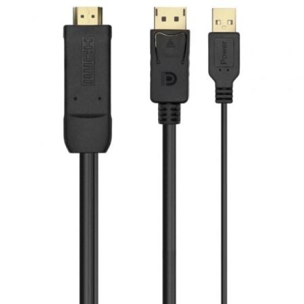 Cabo Conversor Aisens A122 - 0641 HDMI Macho para DisplayPort Macho + USB Macho até 10W 2250Mbps 10cm + 1.8m