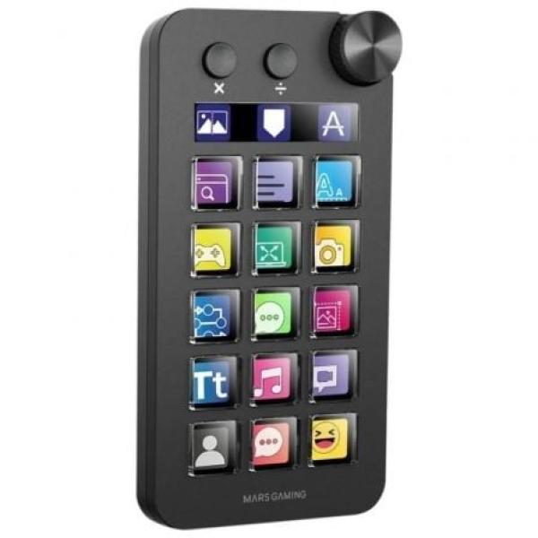 Control Deck Mars Gaming MSD - NEO 15 Teclas LCD 1 Roda 2 Botões Preto