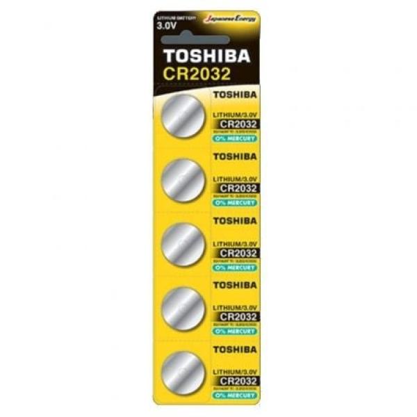 Pack de 5 Pilhas de Botão Toshiba CR2032/ 3V