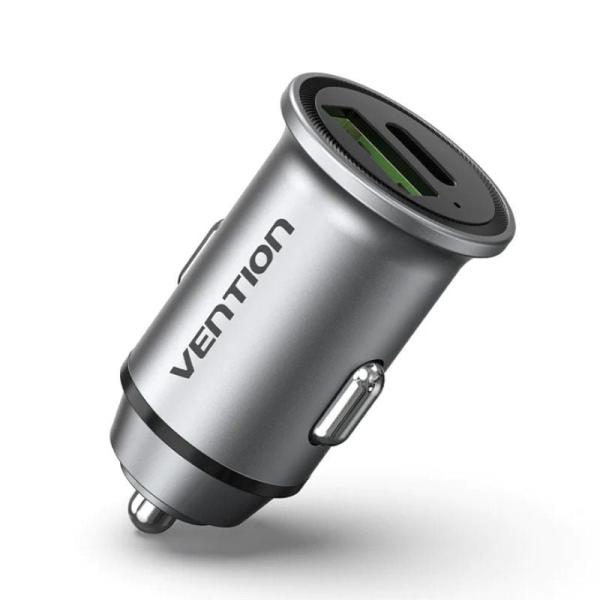 Vention FFBH0 — Carregador isqueiro 20W (1x USB - A, 1x USB - C)