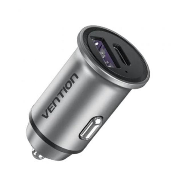 Vention FFFH0 — Carregador isqueiro 30W (1x USB - A, 1x USB - C)