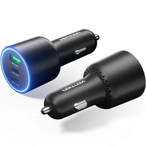 Vention FFPB0 — Carregador isqueiro 165W (2x USB - C, 1x USB)