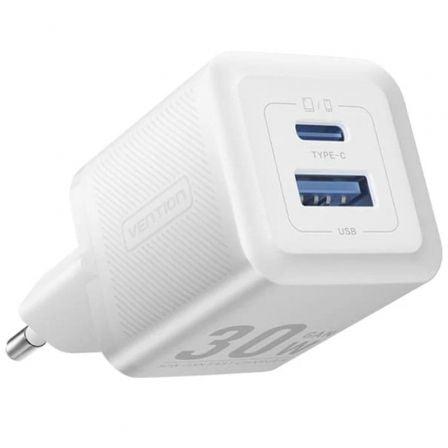 Vention FEQW0 - EU — Carregador 30W GaN (1x USB + 1x USB - C - branco)