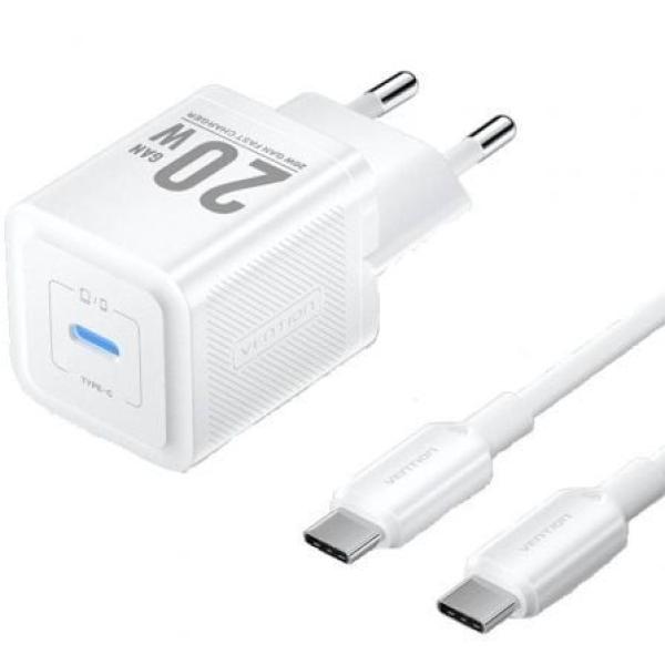 Vention TZ - FEPW0 - EU - 01 — Kit carregador GaN 20W com cabo (1m - branco)