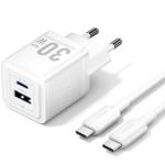 Vention TZ - FEQW0 - EU - 01 — Carregador 30W GaN (1x USB e 1x USB - C) + cabo 1m (branco)