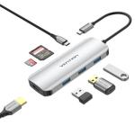 Vention TOJHB — Hub USB - C (1x HDMI 4K, 3x USB, 1x USB - C, 1x leitor de cartões)