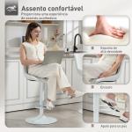 Conjunto de 2 Bancos de Bar Bancos Altos de Cozinha Giratórios com Altura Ajustável e Couro Sintético 47,5x54x92 - 110 cm Branco