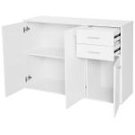 Armário Aparador amplo espaço de Armazenamento para sala de jantar com portas e gavetas 106x35x76cm Branco