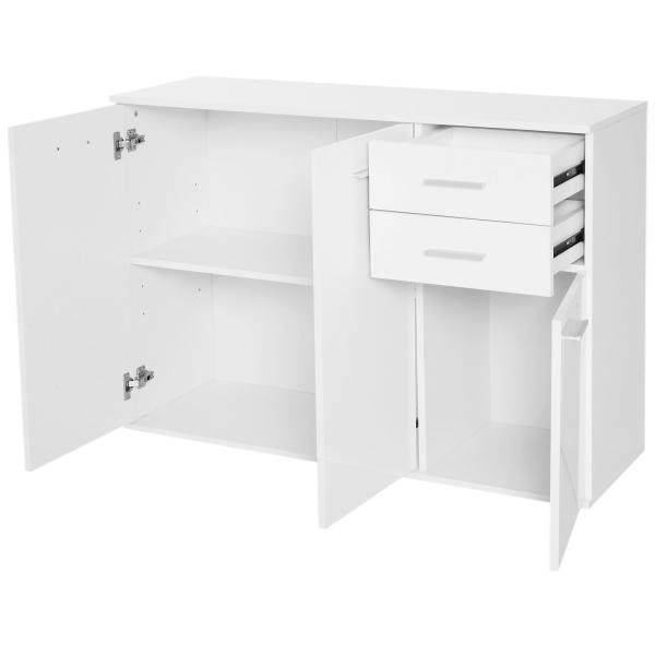 Armário Aparador amplo espaço de Armazenamento para sala de jantar com portas e gavetas 106x35x76cm Branco