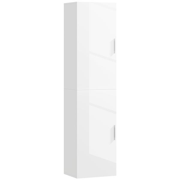 Coluna Casa de Banho de Parede Armário Alto Casa de Banho com Prateleiras Ajustáveis e 2 Portas 40x30x160 cm Branco