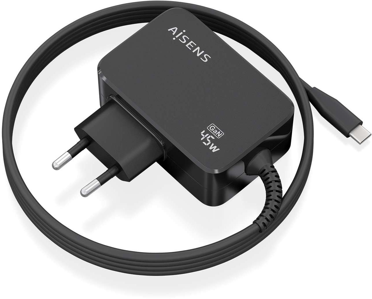 Carregador GaN 45W USB - C 1,8 mts (Preto) - AISENS