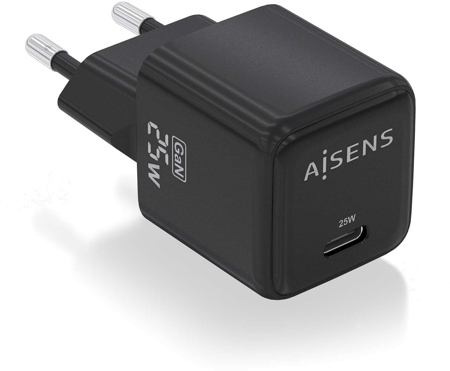 Carregador GaN 25W USB - C PD3.0 QC4.0 (Preto) - AISENS