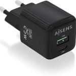 Carregador GaN 25W 1x USB - C PD3.0 QC4.0 1x USB - A QC3.0 (Preto) - AISENS