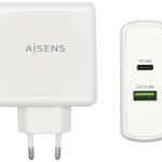 Carregador USB - C PD3.0 30W + USB - A QC3.0 18W (Branco) - AISENS