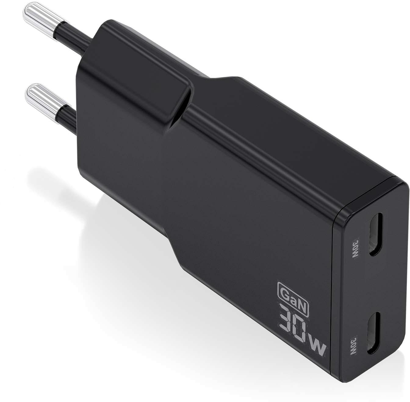 Carregador GaN 30W PD3.0 2x USB - C (Preto) - AISENS