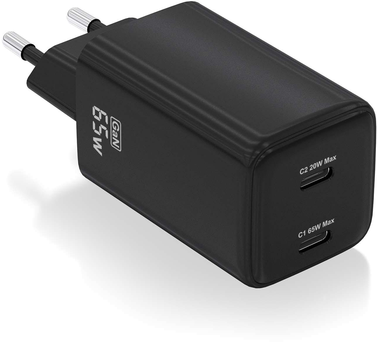 Carregador GaN 65W 2x USB - C (Preto) - AISENS