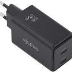 Carregador GaN 65W 2x USB - C PD3.0 QC4.0 (Preto) - AISENS