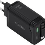 Carregador GaN 45W 1x USB - C PD 3.0 + 1x USB - A QC3.0 c/ Cabo Retrátil USB - C (Preto) - AISENS