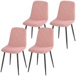 Conjunto de 4 Cadeiras de Jantar em Veludo com Pernas de Aço para Sala 45x54x87 cm Rosa
