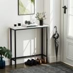 Mesa Consola Moderna Consola Estreita com Superfície com Efeito Mármore e Estrutura de Metal 75x24x76 cm Branco e Preto