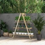 Suporte de Madeira para Plantas Dobrável de 3 Níveis com Estrutura em Forma de A para Jardim Pátio 100x36x112 cm Natural