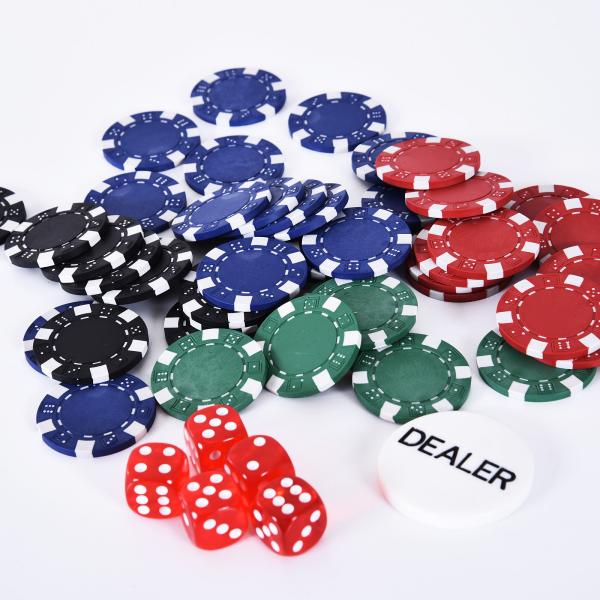 Mala de Poker Profissional com 200 Fichas Jogo de Poker com Maleta de Alumínio 5 Dados 2 Baralhos de Cartas e 1 Ficha de Dealer 29,5x20,5x6,5cm Multicor