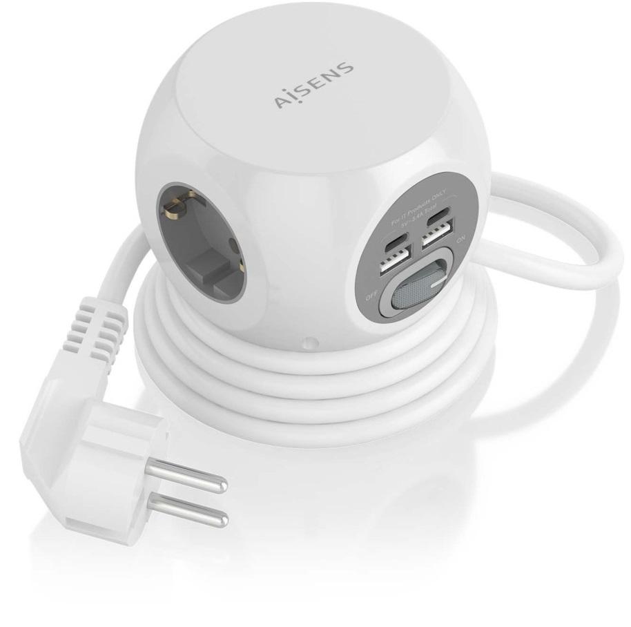 Extensão Tripla + 2x USB - C e 2x USB - A (1,4mts) - AISENS
